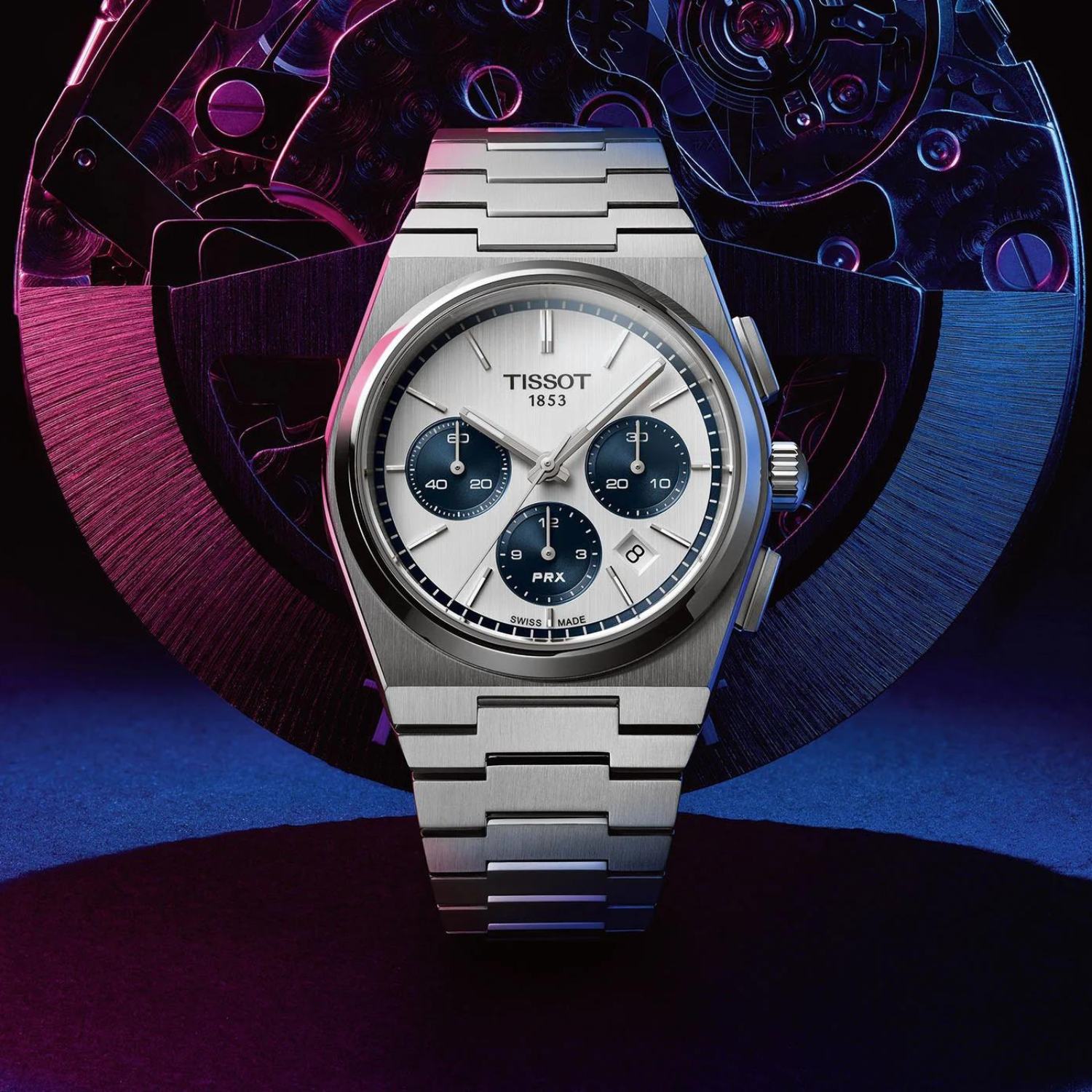 Relógio Tissot PRX Cronógrafo Automático Branco T137.427.11.011.01