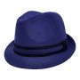 Chapéu Fedora Bicolor Tecido Azul Marinho aba 4cm