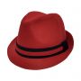 Chapéu Fedora Bicolor Tecido Vermelho Escuro aba 4cm