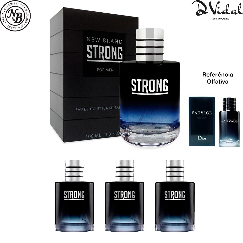 Combo 03 Perfumes - Strong New Brand Eau de Toilette - Perfume Masculino 100ml