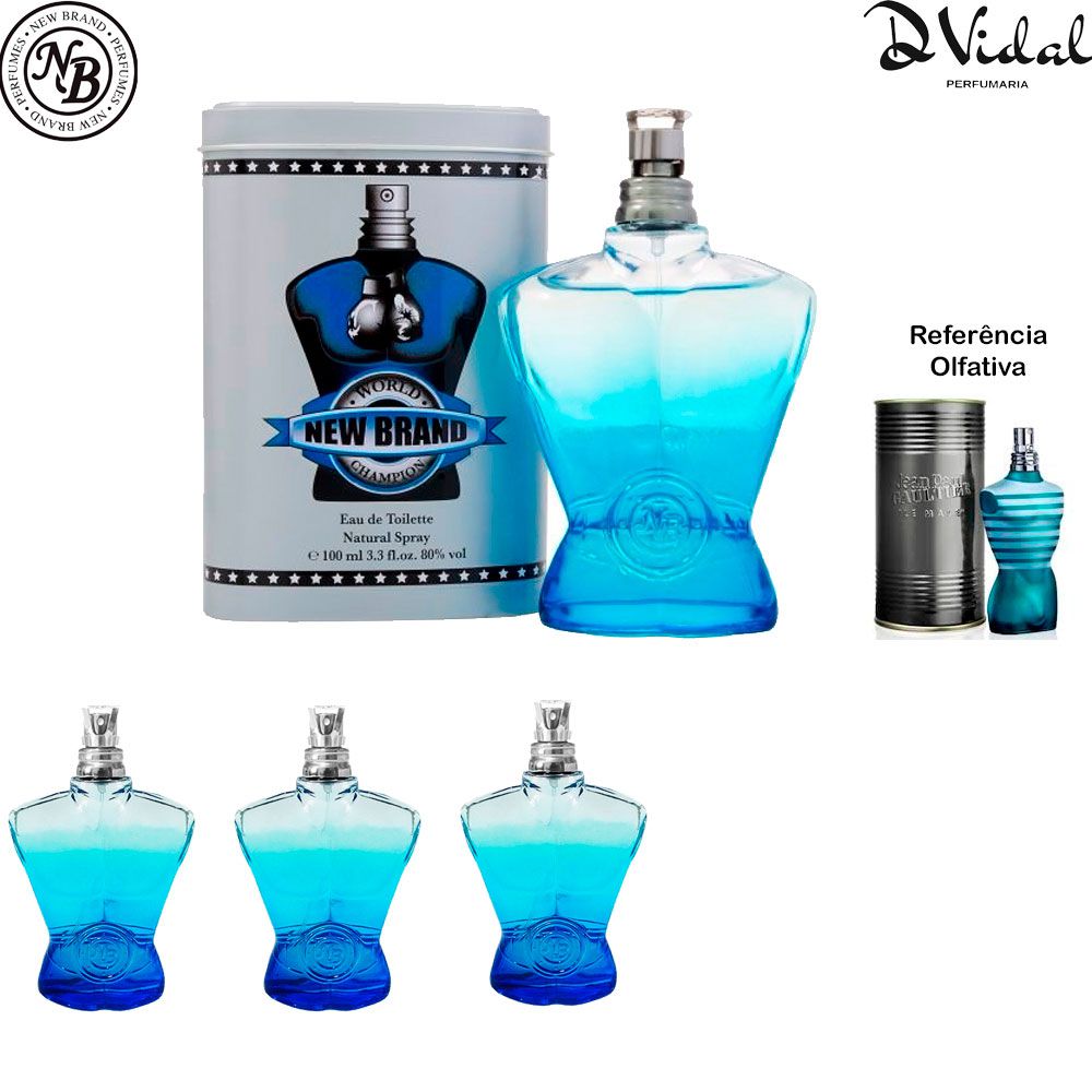 Combo 03 Perfumes - World Champion Blue Eau de Toilette New Brand - Perfume Masculino 100ml