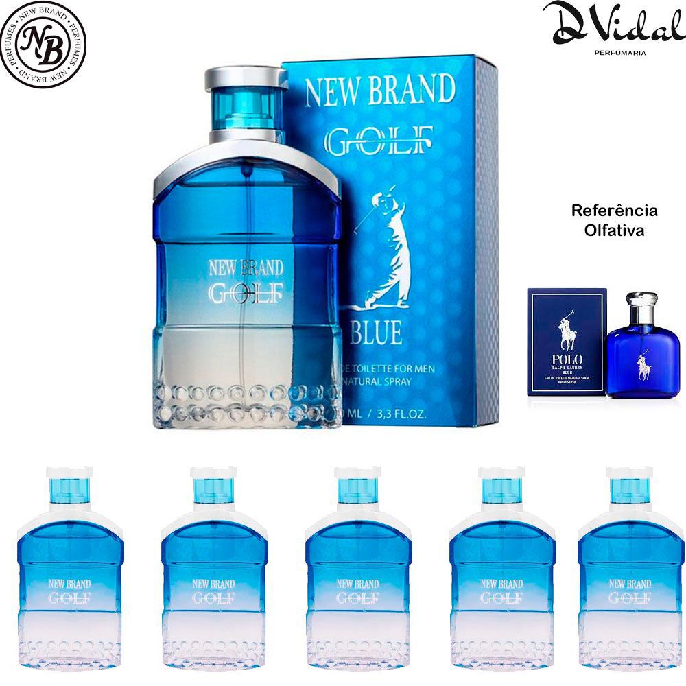 Combo 05 Perfumes - Golf Blue For Men New Brand Eau de Toilette - Perfume Masculino 100ml