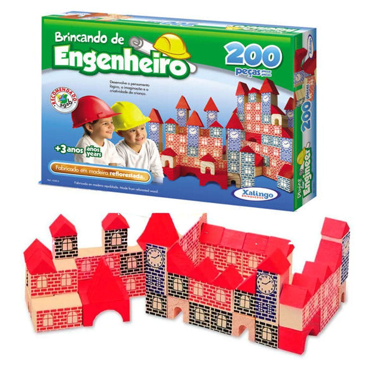 Brincando de Engenheiro 200 peças Brinquedo educativo Xalingo