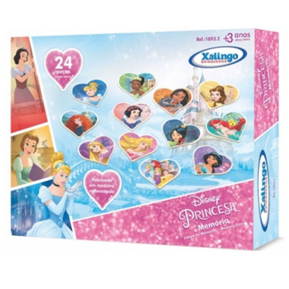 Jogo da Memória Princesas Disney 24 pçs Brinquedo Xalingo