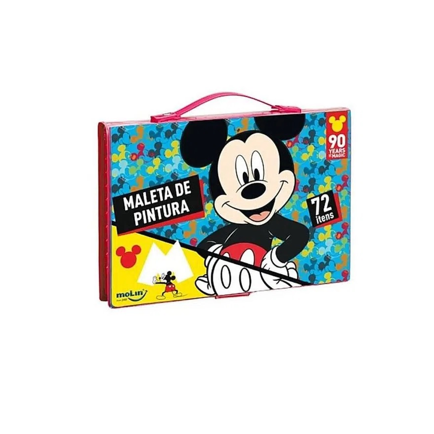 Maleta de Pintura Infatil Mickey Material Escolar 72 itens Molin