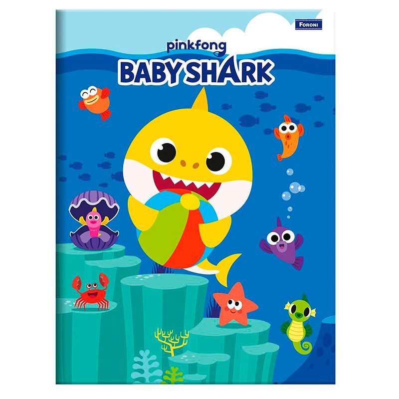 Caderno Brochura Baby Shark 96 Folhas Diversas Estampas - Foroni