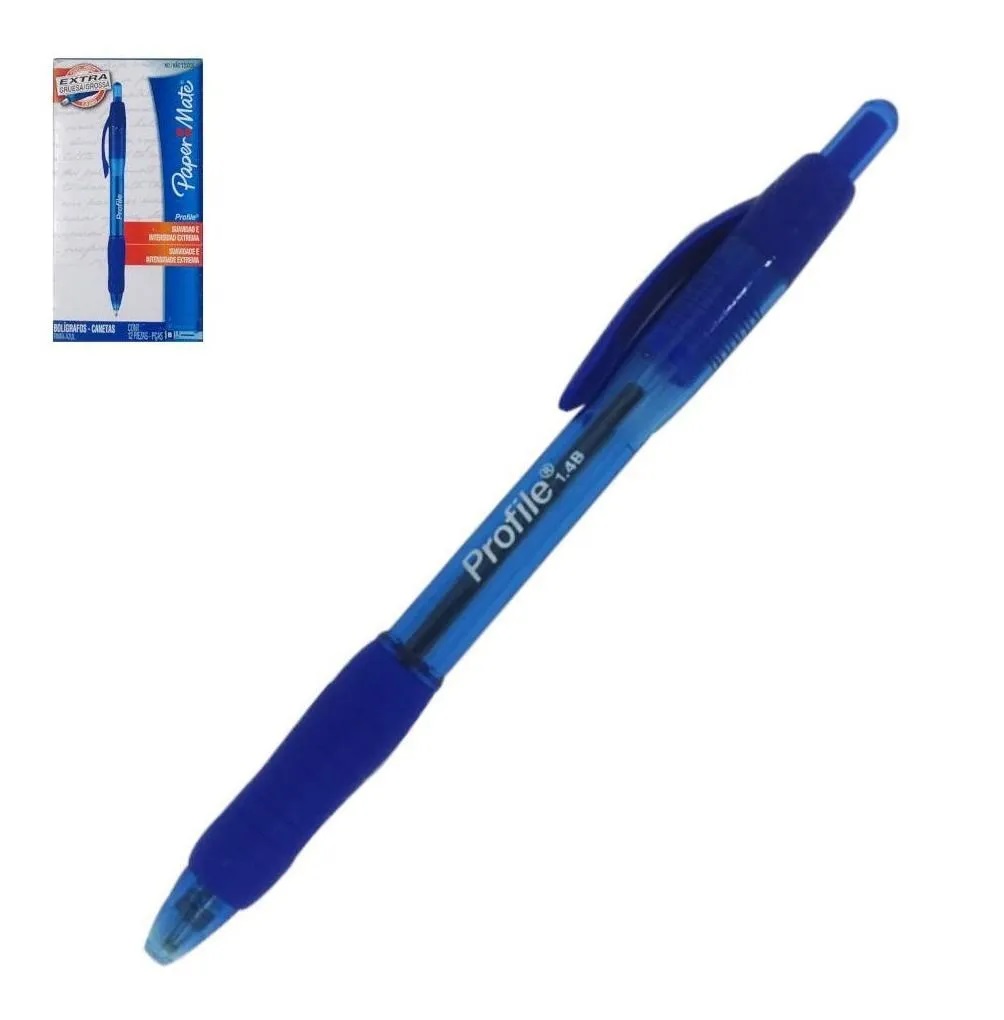 Caneta Esferográfica Paper Mate Profile Rt 1.4mm Azul