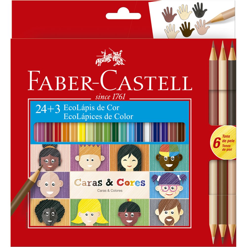 Lápis de cor caras e cores 24+3 - Faber-Castell