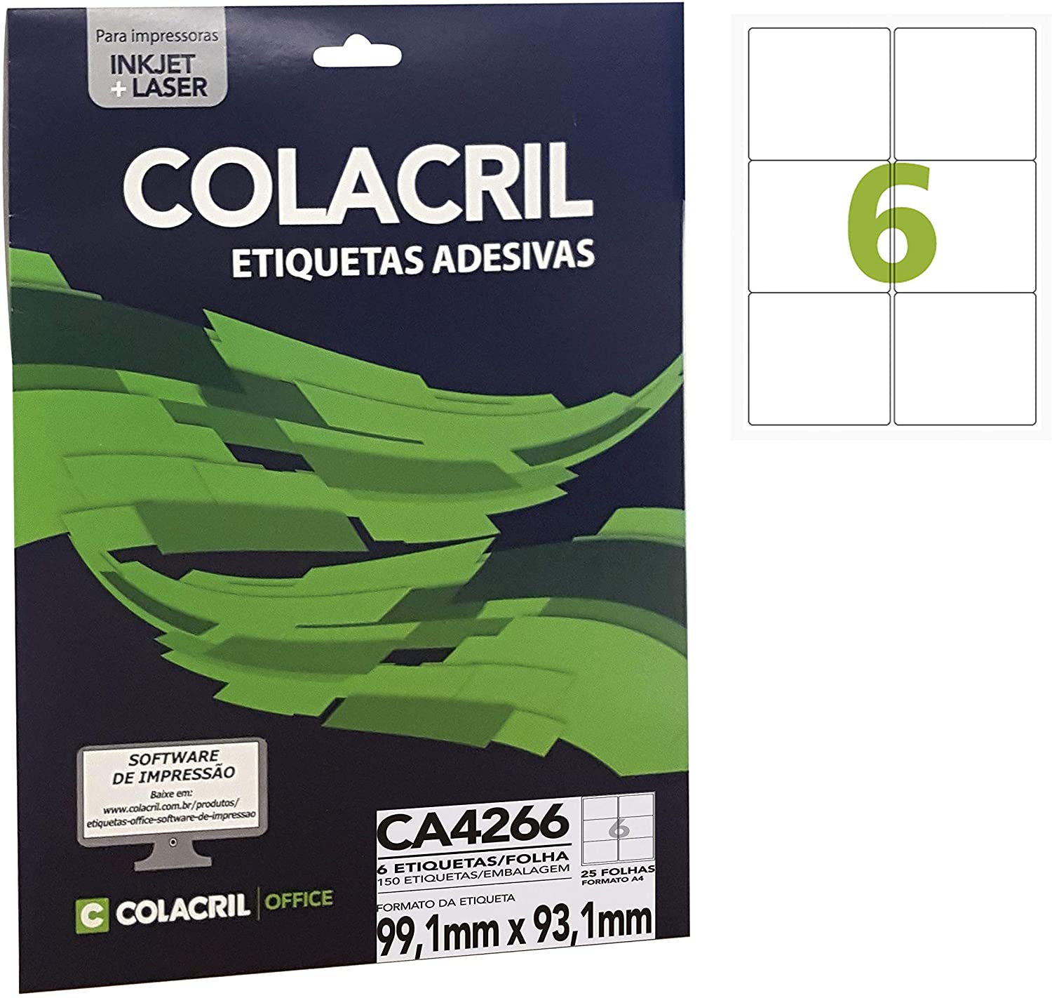 Etiqueta CA4266 99,1mmx93,1mm  25fls- Colacril