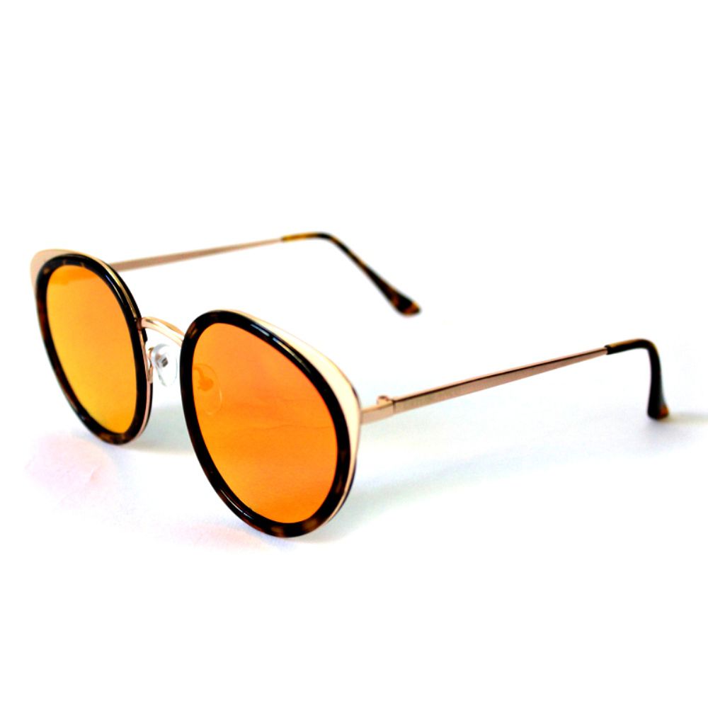 Óculos de Sol Redondo Dourado Espelhada Vermelha Cayo Blanco - Cayo Blanco