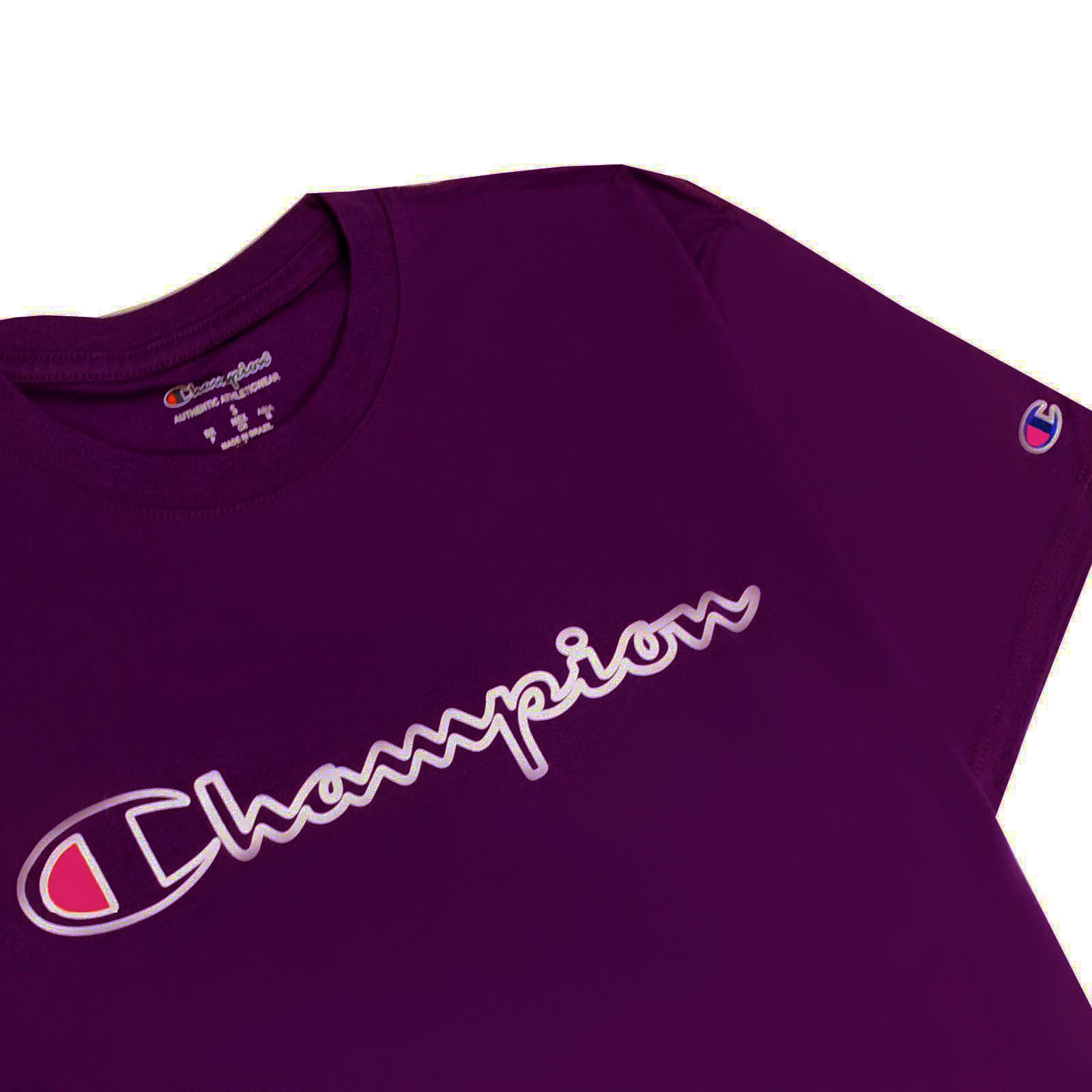 Camiseta Champion Script Logo Contour Dark Purple