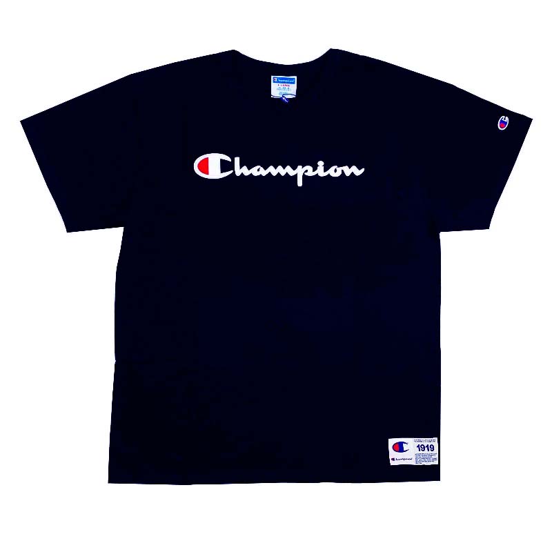 Camiseta Champion Life Embroidery Trad Logo Script Patch Navy