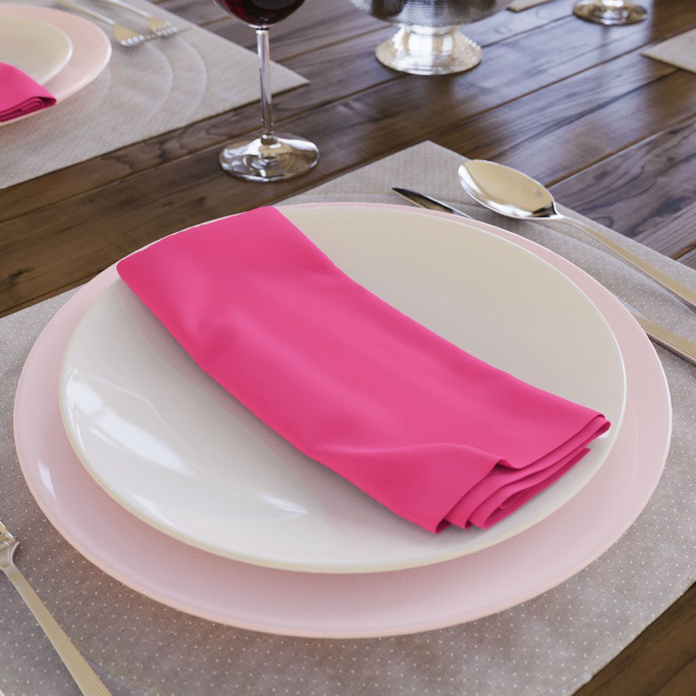 Kit com 10 Guardanapos Lisos Rosa Choque Pink de Algodão