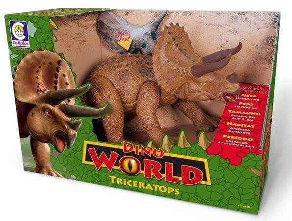 Dinossauro Triceratops 45 cm Dino World com Som - Cotiplás 2089