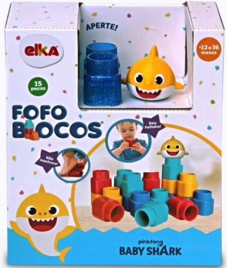 FOFO BLOCOS 15 PEÇAS BABY SHARK
