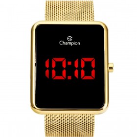 Relógio Champion Digital Feminino Quadrado Dourado