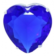 Berloque Pingente De Prata 925 Coração Azul Escuro
