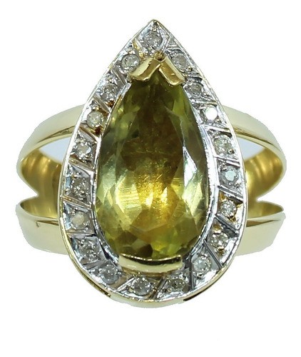 Anel De Ouro 18k750 Green Gold 12x S/j Ft/gt 2687