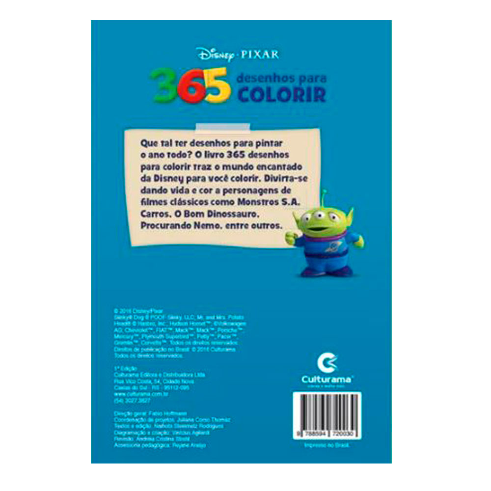 Livro para Colorir Infantil 365 Desenhos Disney Pixar