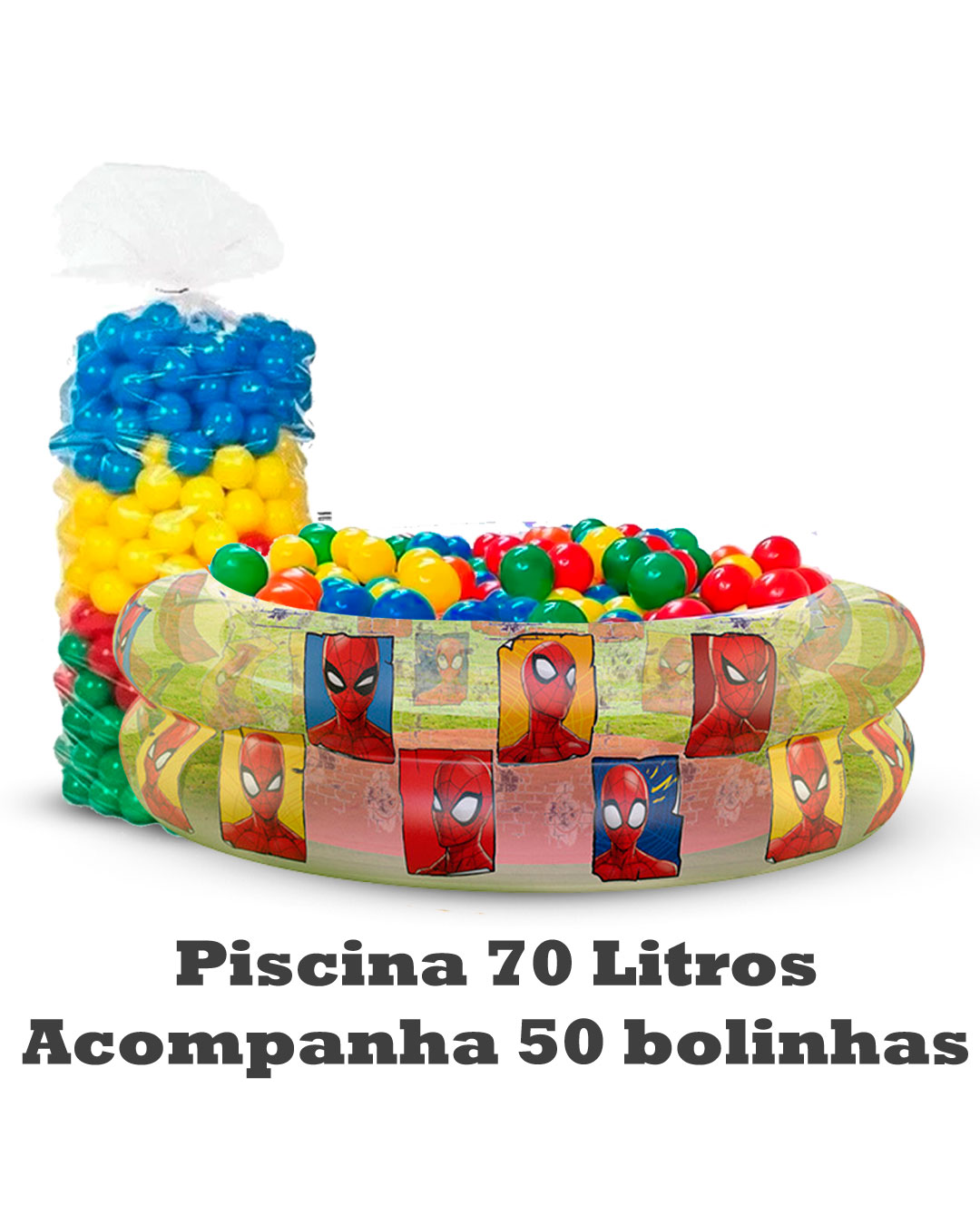 Piscina Infantil Inflável Homem Aranha 70 lts + 50 Bolinhas