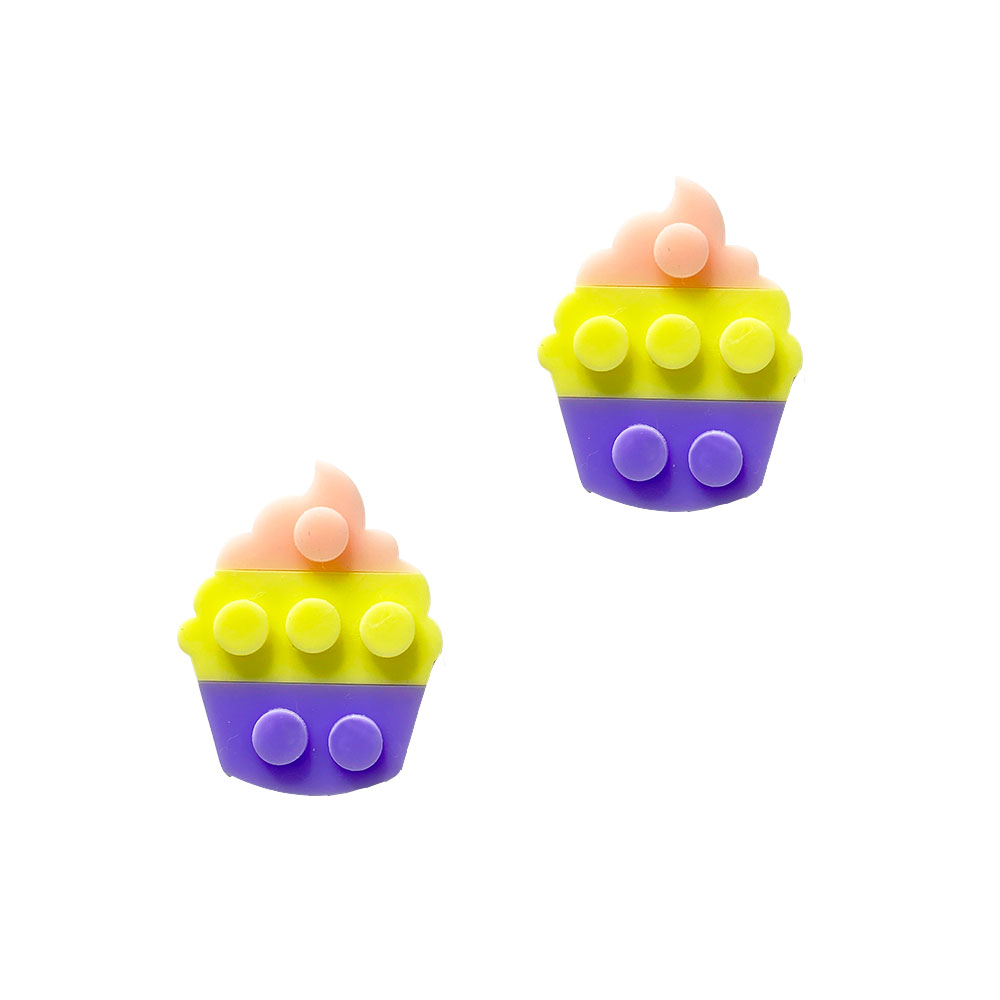 Aplique Cupcake 3D Acrílico Colorido Candy (Pop It)