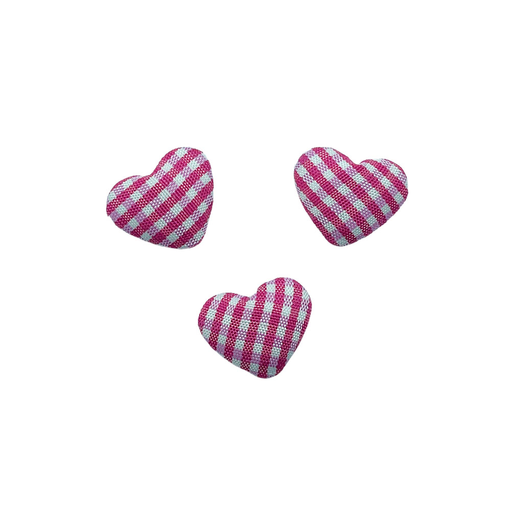 Mini Coração Chaton Xadrez Cor:Pink 17mm - (5 Unidades)