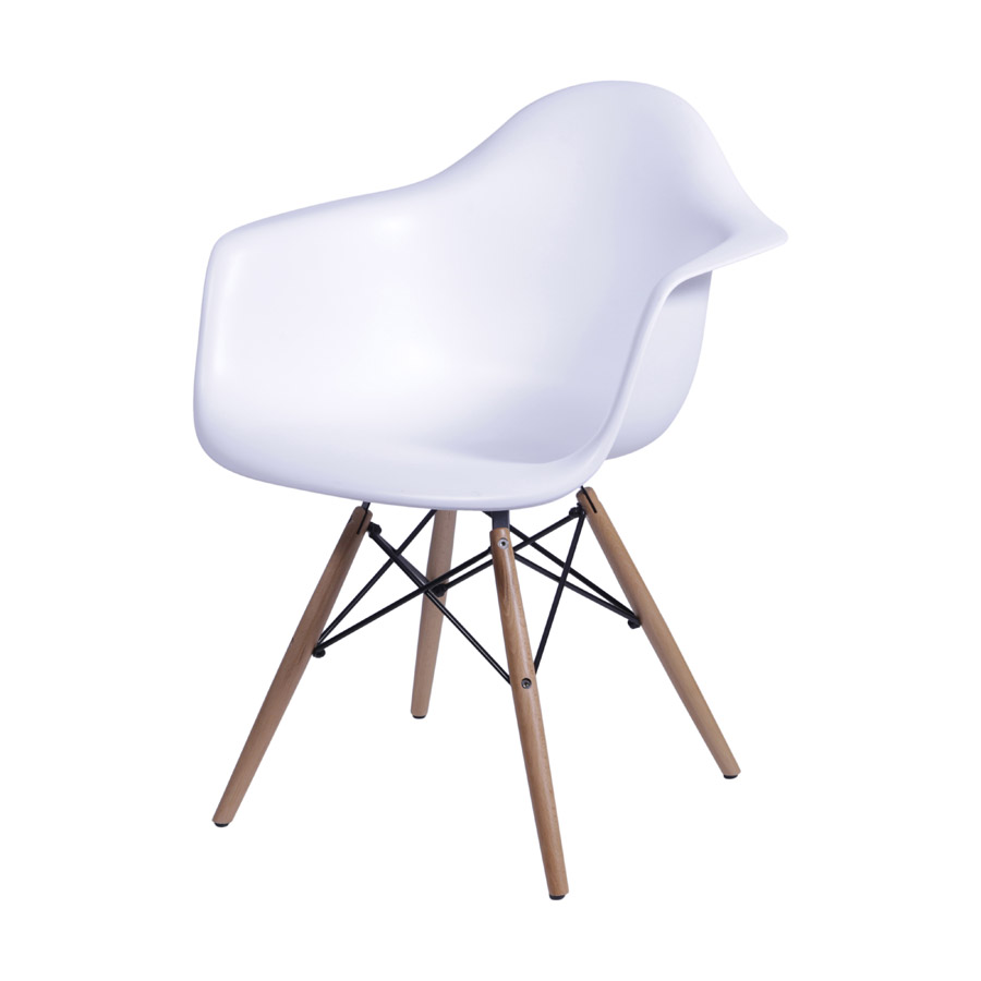 Cadeira DKR com Braço Base Madeira Clara Or Design