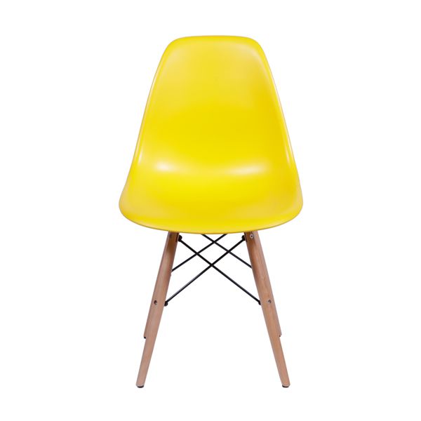 Cadeira DKR Polipropileno Amarela Base Madeira Or Design