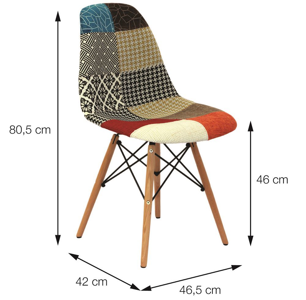 Cadeira DKR Patchwork Base Madeira Or Design