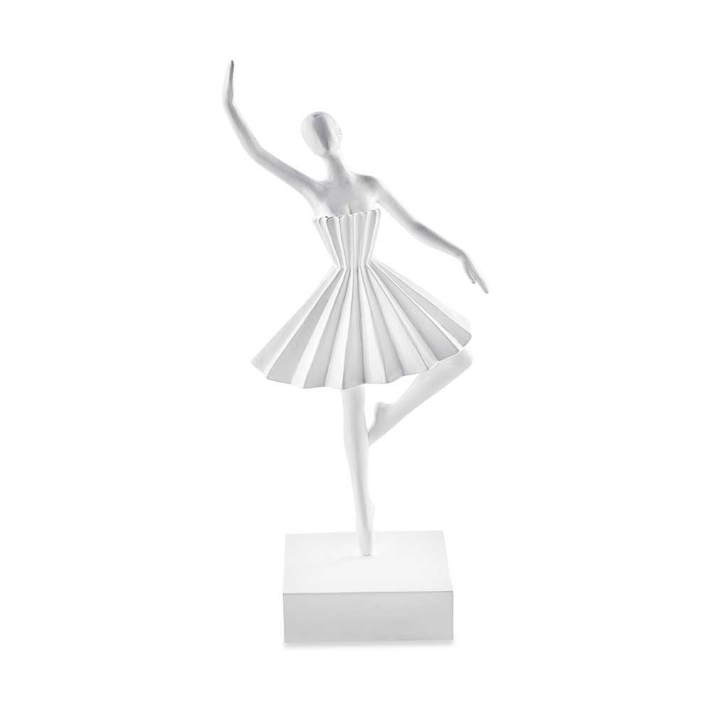 Bailarina Decorativa em Poliresina Branca 28cm