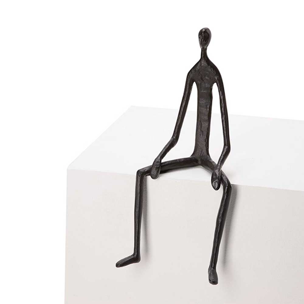 Escultura Decorativa Homem em Metal Preto 26,5cm Mart