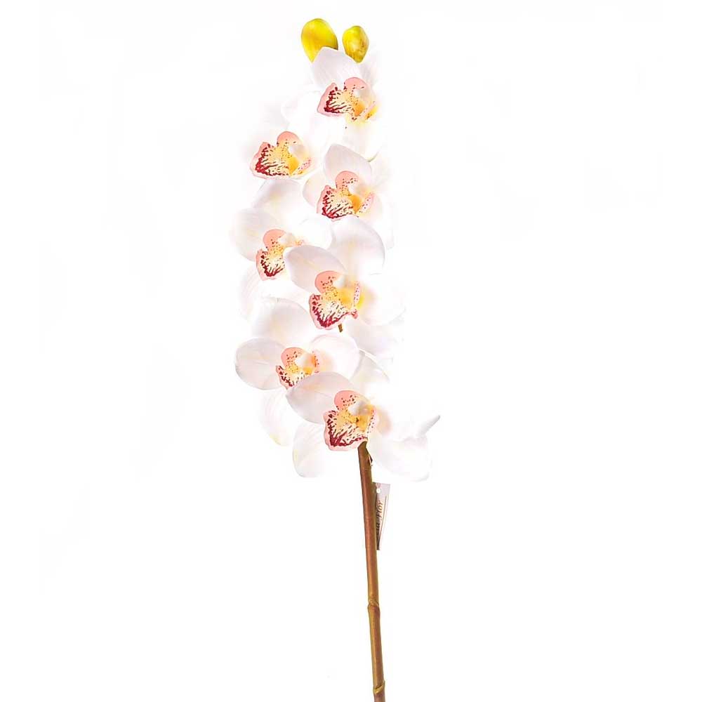 Orquídea Artificial Cimbidium X9 Branca Toque Real 84cm