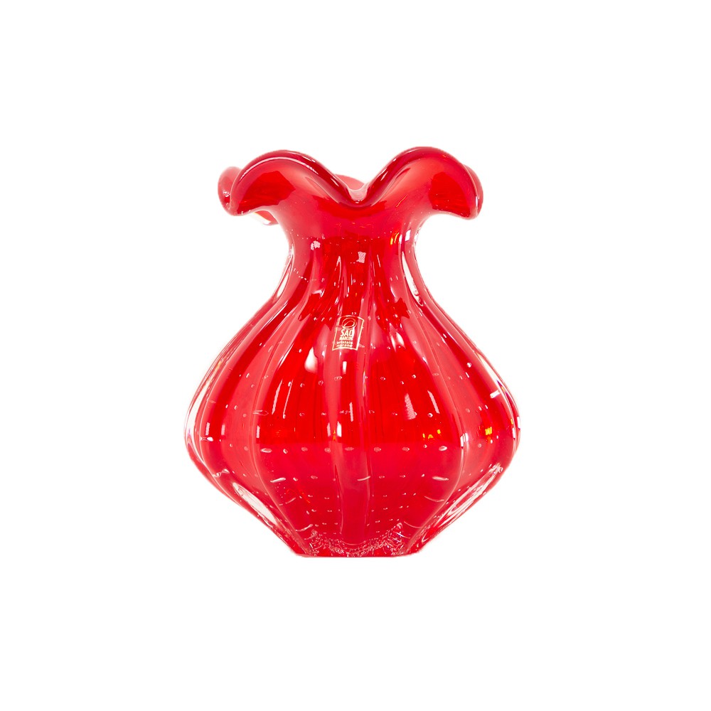 Vaso de Cristal Murano Trouxinha Vermelho 19cm - São Marcos