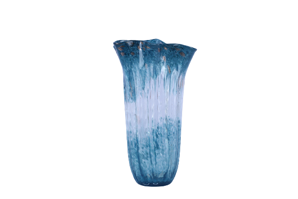 Vaso de Vidro Ondulado Céu Azul 37cm