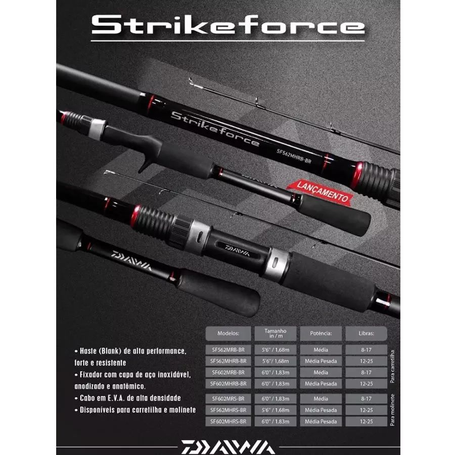 Vara Pesca Molinete Daiwa Strikeforce SF602MHRS 1,83m 12-25 Lbs 2 Partes