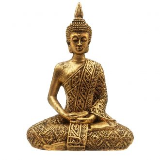 Estátua de Buda Hindu Resina Dourado 19,5cm