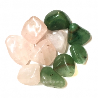 Kit de 10 Pedras Quartzo Verde e Quartzo Rosa Cristais Naturais Pequenas