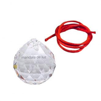 Prisma Esfera Multifacetada de Cristal Asfour 40mm + Fio Vermelho