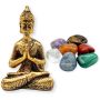 Combo Estátua de Buda + 7 Pedras dos Chakras 100% Naturais