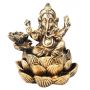 Combo Incensário Cascata Ganesha Flor de Lótus 10cm + Incenso Cone Lavanda