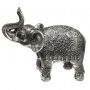 Estátua de Elefante Indiano Prateado Resina 19,5cm