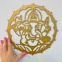Mandala de MDF Ganesha Dourada Metálica 30cm - Modelo C