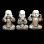 Trio de Estátuas Monge Buda Sábios Cego, Surdo e Mudo Resina 23cm