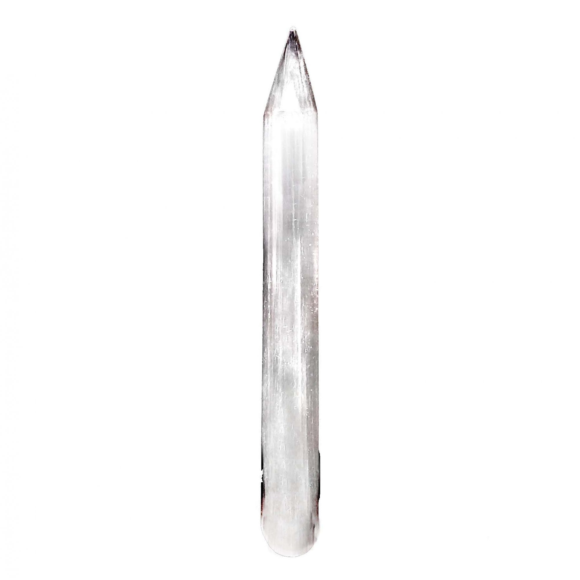 Bastão Lápis de Pedra Selenita Cristal Natural Polido 15cm