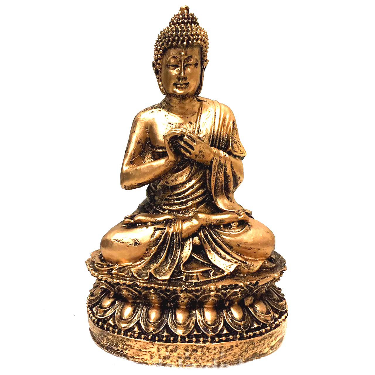Estátua de Buda Hindu Dourado Resina 15cm