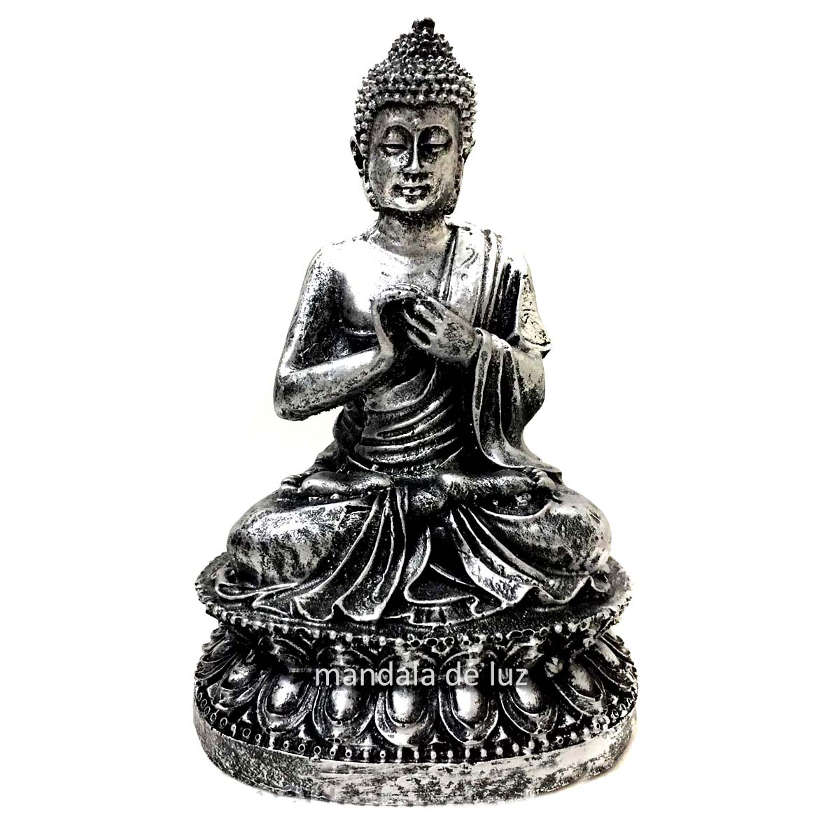 Estátua de Buda Hindu Resina Prateado 15cm