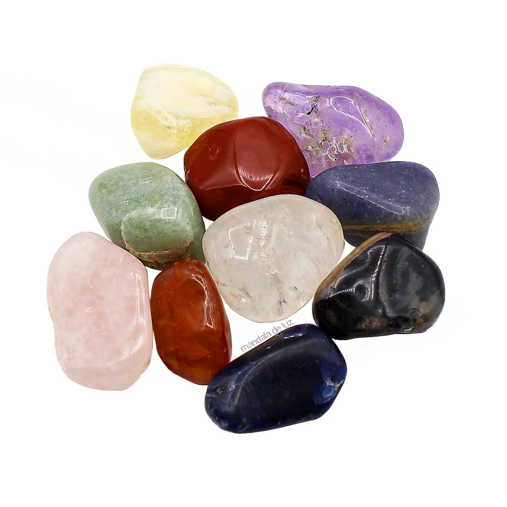 Kit de 10 Pedras Roladas Mistas Mix Cristais Selecionados Pedra e Cristal M