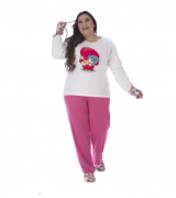 Pijama Feminino De Inverno Canelado Plus Size-Victory 20130