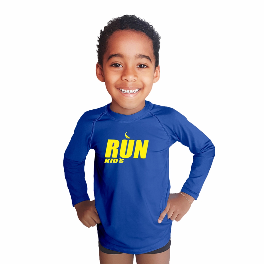 Camisa Praia Piscina Proteção UV50+ Run Kids Run - Azul
