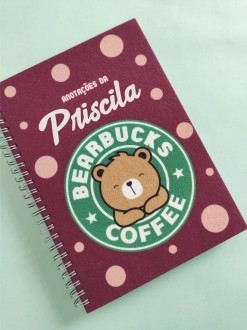 Caderno Bearbucks Coffee Personalizada com Nome